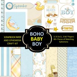 Boho Baby Boy Scrapbook Paper and Ephemera: Cute, Patterned Paper and Matching Clip Art for Crafting