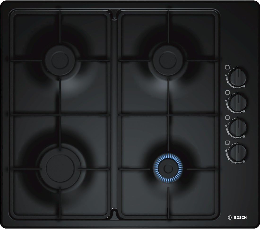 Bosch Home & Kitchen Appliances Bosch PBP6B6B60 Gas hob, 60 cm, Black, Serie 2, Built in