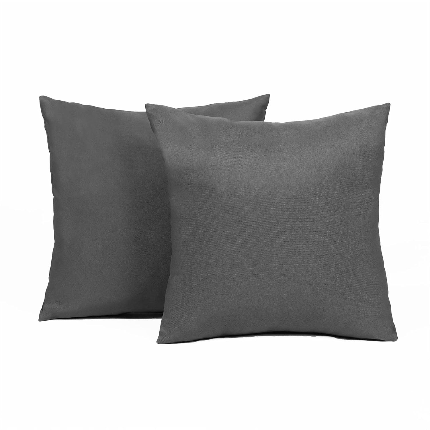 Brentfords 2 x Plain Cushion Cover Water Resistant Decorative Chair 18" x 18"Outdoor Patio Sofa Square Garden Seat Pillow, 45 x 45cm - Grey