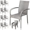 CASARIA® Set of 8 Garden Chairs | Poly Rattan | Weather Resistant | Stackable | Lightweight | 160 kg Load Capacity | Armrests | Outdoor Furniture | Balcony Patio Terrace...