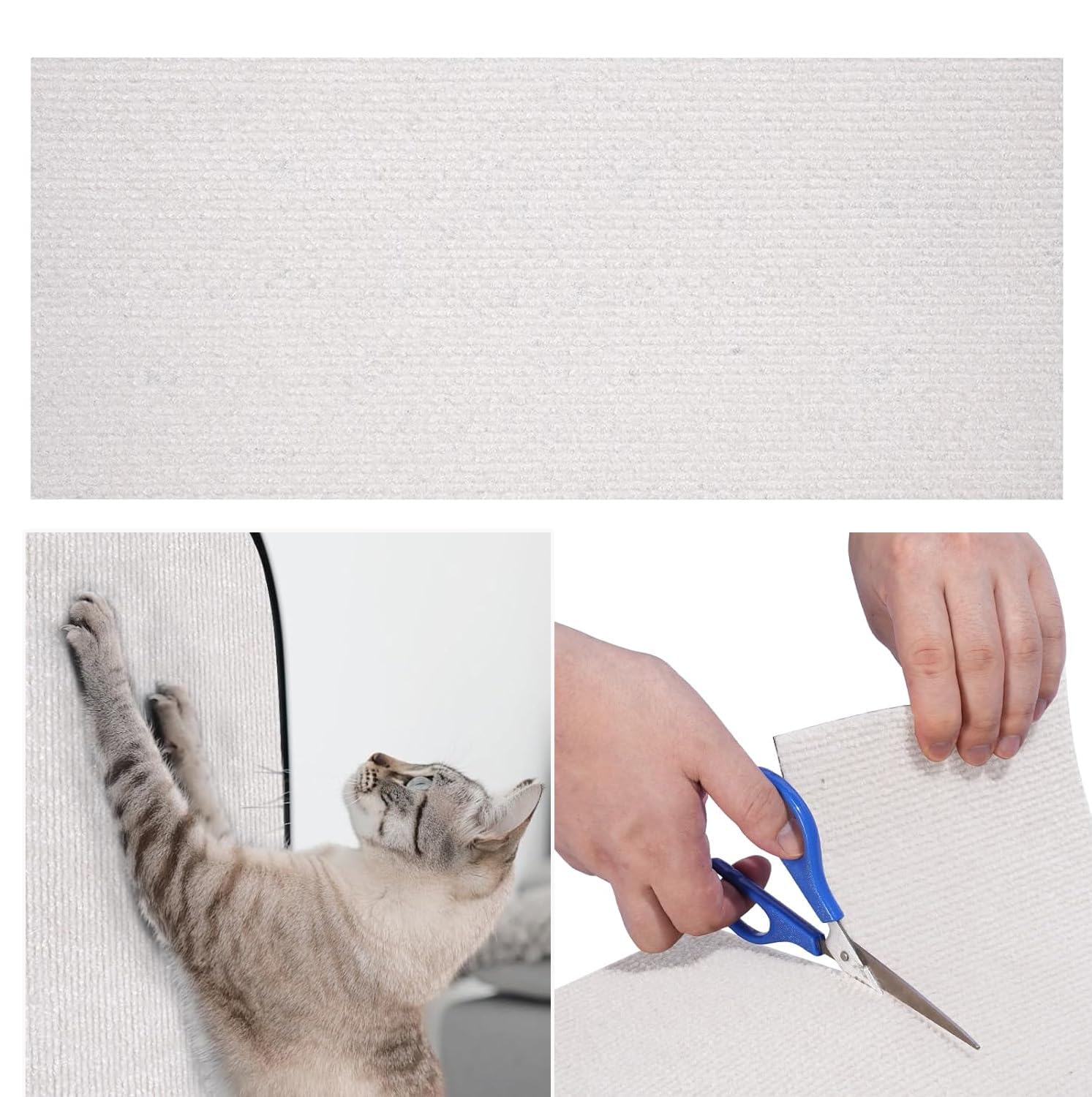 Cat Scratch Furniture Protector - Durable Self-Adhesive Carpet for Cat Tree, Furniture, and Scratching Post Replacement, Thick Sofa Scratch Mat Protector (Beige, 4Mx60CM /...