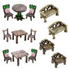 Cayway 17 PCS Miniature Garden Ornaments, Miniature Garden Table and Chairs Set, Fairy Garden Ornaments for Garden Home Micro Landscape Decoration