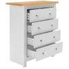 Chest of Drawers, 3+2 Drawer Bedroom Chest of Drawers Tall Dresser Bedside Table Storage Cabinet for Bedroom Living Room Office Hallway Furniture, White/Oak 39.5D x 79W x 95H cm