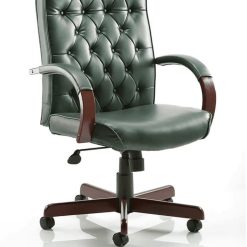 Chesterfield EX000006 Executive Leather Chair with Arms - Green