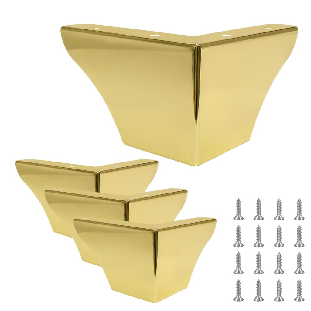 Cjueiom 7.5cm / 3 Inch Furniture Legs Gold Sofa Legs Set of 4, Modern ...