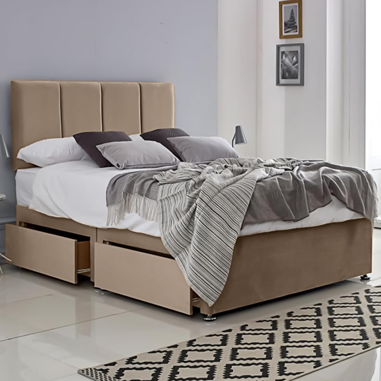 ComfoRest - Sleek 4FT Small Double Bed with Mattress & 2 Drawers | Practical Set for Compact Bedrooms | Sturdy Frame for Everyday Comfort | Chic Divan Design for Modern Spaces...