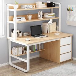 Computer Desk with Hutch and Bookshelf,Home Office Desk with 3 Drawer Industrial Study Writing Table Workstation for Home and Office(39 Inch, Oak)