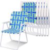 COSTWAY 6 PCS Folding Chair, Lightweight Beach Camping Chairs with Armrest, Fold up Picnic Deck Armchair Seat for Outdoor Garden Patio, Support 120kg (Blue)