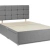 Divan Beds Deals - Grey Linen Divan Double Bed Frame | 20” Cube Headboard, 2 Storage Drawers & Spring Memory Foam Mattress – Durable & Stylish Design (190L x 135W x 30.5H cm)