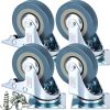 DSL Heavy Duty Braked 50mm Swivel Castor Wheels Trolley – Caster Wheels Set of 4 – Rubbered Castors for Furniture – Upto 200KG + Free Fitting