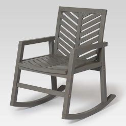 Eden Bridge Designs All Weather Outdoor Garden Chevron Rocking Chair-Grey Wash, Set of 1