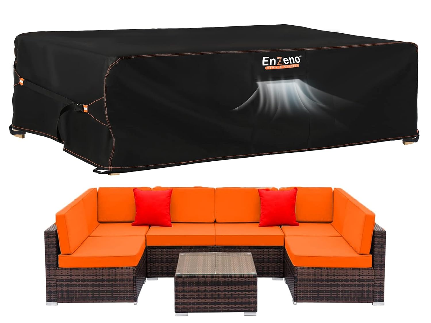 Enzeno Large Garden Furniture Cover,300x300x90cm Outdoor Garden Furniture Set Covers Waterproof,420D Heavy Duty Patio Furniture Covers for Outside,Windproof,&Anti-UV for Chair...