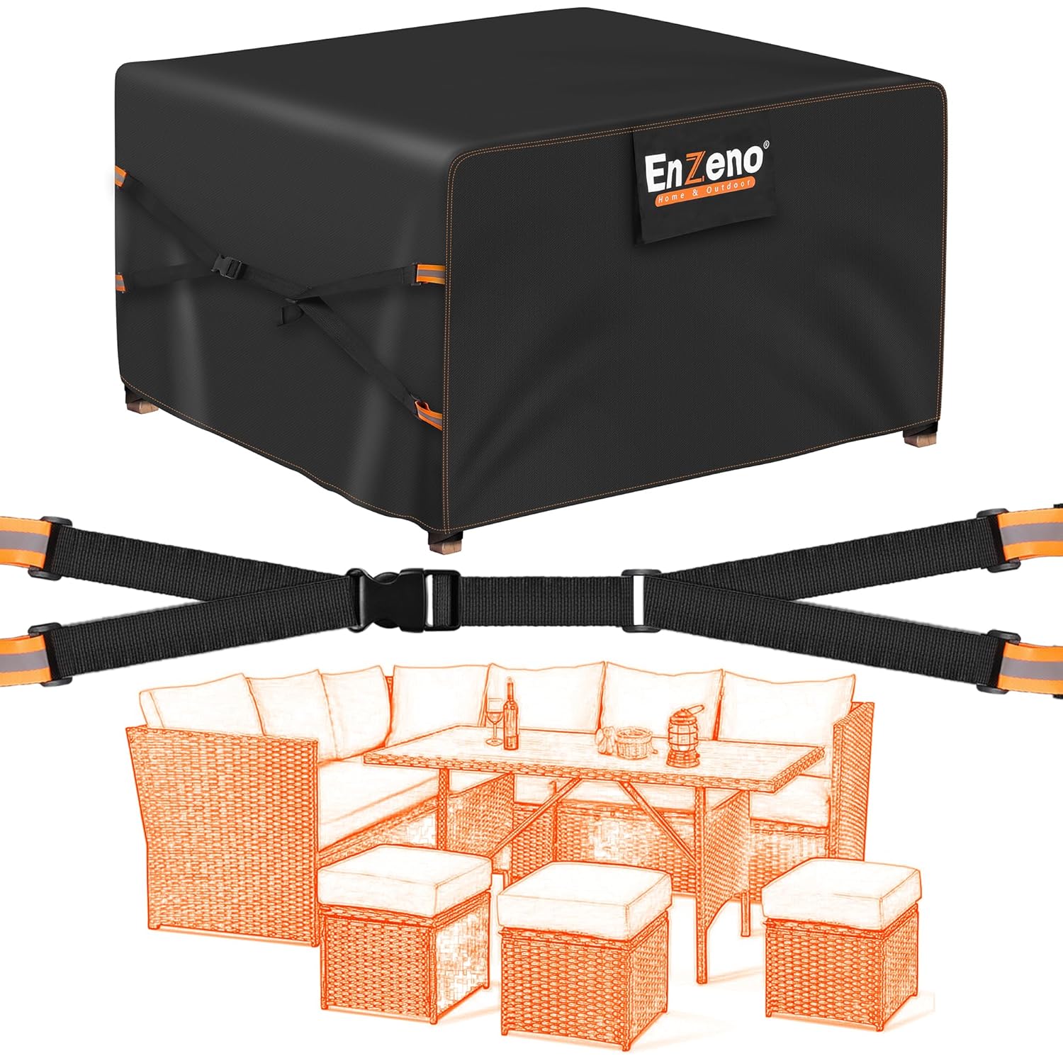 Enzeno New Upgrade Garden Furniture Set Covers Waterproof,500D Heavy Duty Oxford cloth Outdoor Furniture Covers,Wider Vents for Patio Chair and Table Rattan Sofa 250x250x90cm...