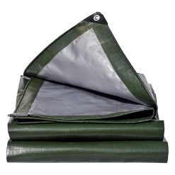 EPFHR Tarpaulin Waterproof Heavy Duty 2m x 6m 180GSM Green/Silver PE Plastic Tarp Sheet With Eyelets for Garden Furniture Roofing Gazebo Side Panels Firewood Ground Multipurpose...