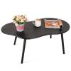 FEUFOAM Black Coffee Table Cloud Coffee Table for Small Spaces Modern Center Table Unique Irregular Coffee Table with Wood Legs Living Room Mid-Century Sofa Table