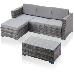 Fine Chairs Grey Rattan Garden Sofa Armchair Chair Settee Patio Garden Set Corner L Shaped