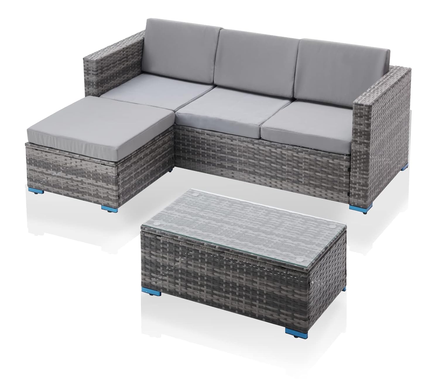 Fine Chairs Grey Rattan Garden Sofa Armchair Chair Settee Patio Garden Set Corner L Shaped