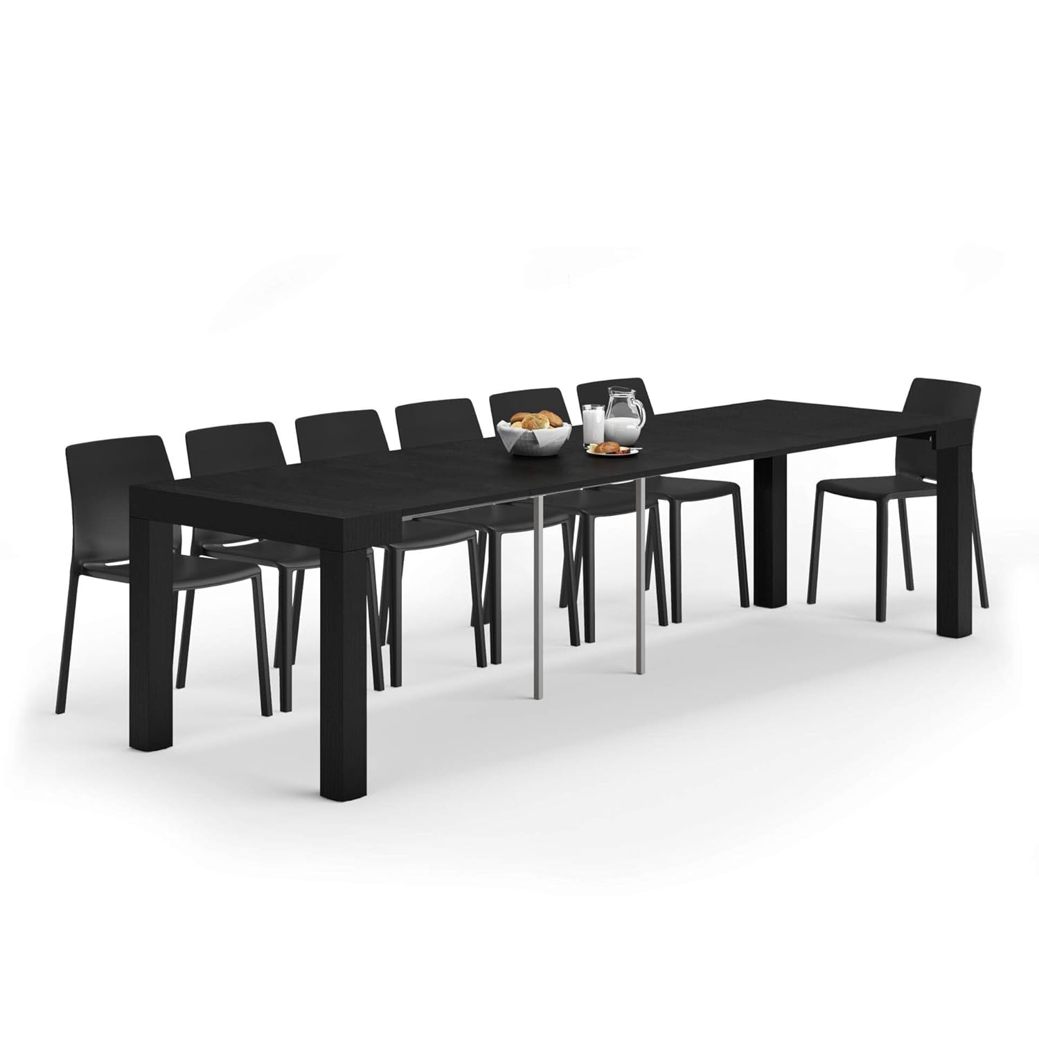 First, Extendable Console Table, 45(305) x90 cm, Black, Made In Italy