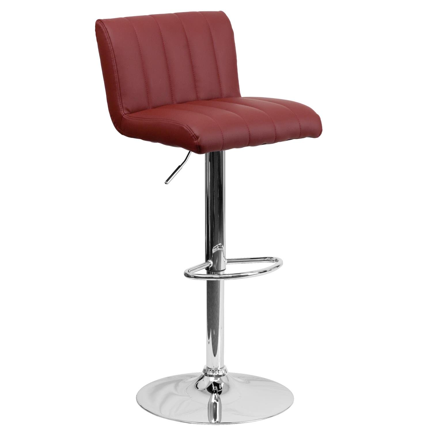 Flash Furniture Contemporary Vinyl Adjustable Height Barstool with Chrome Base, Burgundy, 63.5 x 46.99 x 46.35 cm