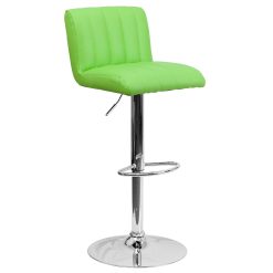 Flash Furniture Contemporary Vinyl Adjustable Height Barstool with Chrome Base, Metal, Green, 63.5 x 46.99 x 46.35 cm