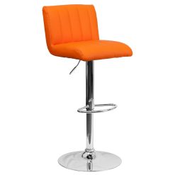 Flash Furniture Contemporary Vinyl Adjustable Height Barstool with Chrome Base, Orange, 63.5 x 46.99 x 46.35 cm