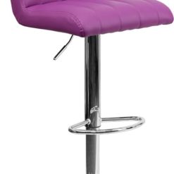 Flash Furniture Contemporary Vinyl Adjustable Height Barstool with Chrome Base, Metal, Purple, 63.5 x 46.99 x 46.35 cm