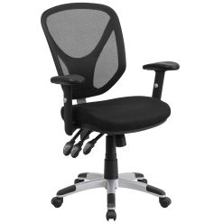Flash Furniture Mid-Back Black Mesh Swivel Task Chair with Triple Paddle Control and Height Adjustable Arms