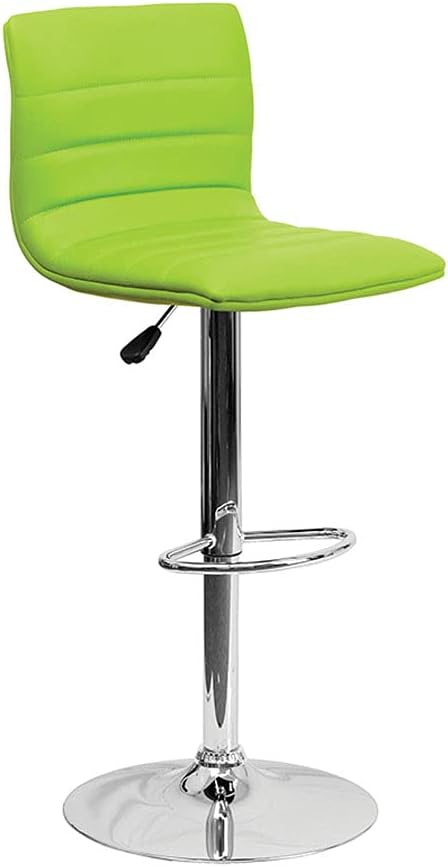 Flash Furniture Vincent 2 Pack Modern Green Vinyl Adjustable Bar Stool with Back, Counter Height Swivel Stool with Chrome Pedestal Base