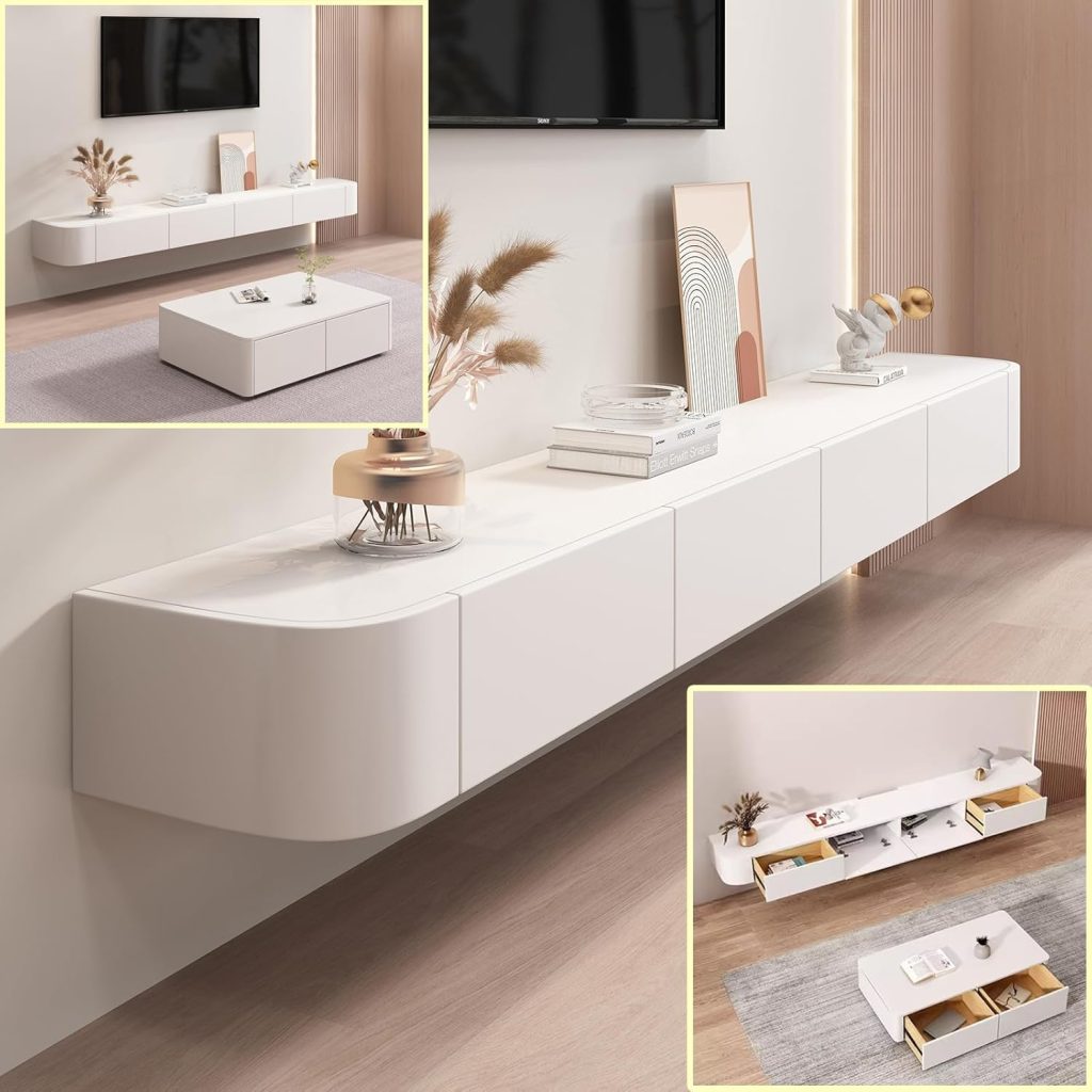 Floating TV Stand Large Floating TV Shelves Wall Mounted Multi Storage ...