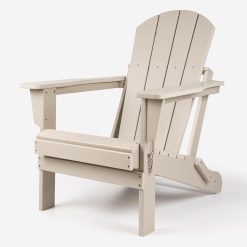 Folding Plastic Adirondack Chair, Weather-Resistant Materials, Folds Away for Storage, Sand Colour, TL3001