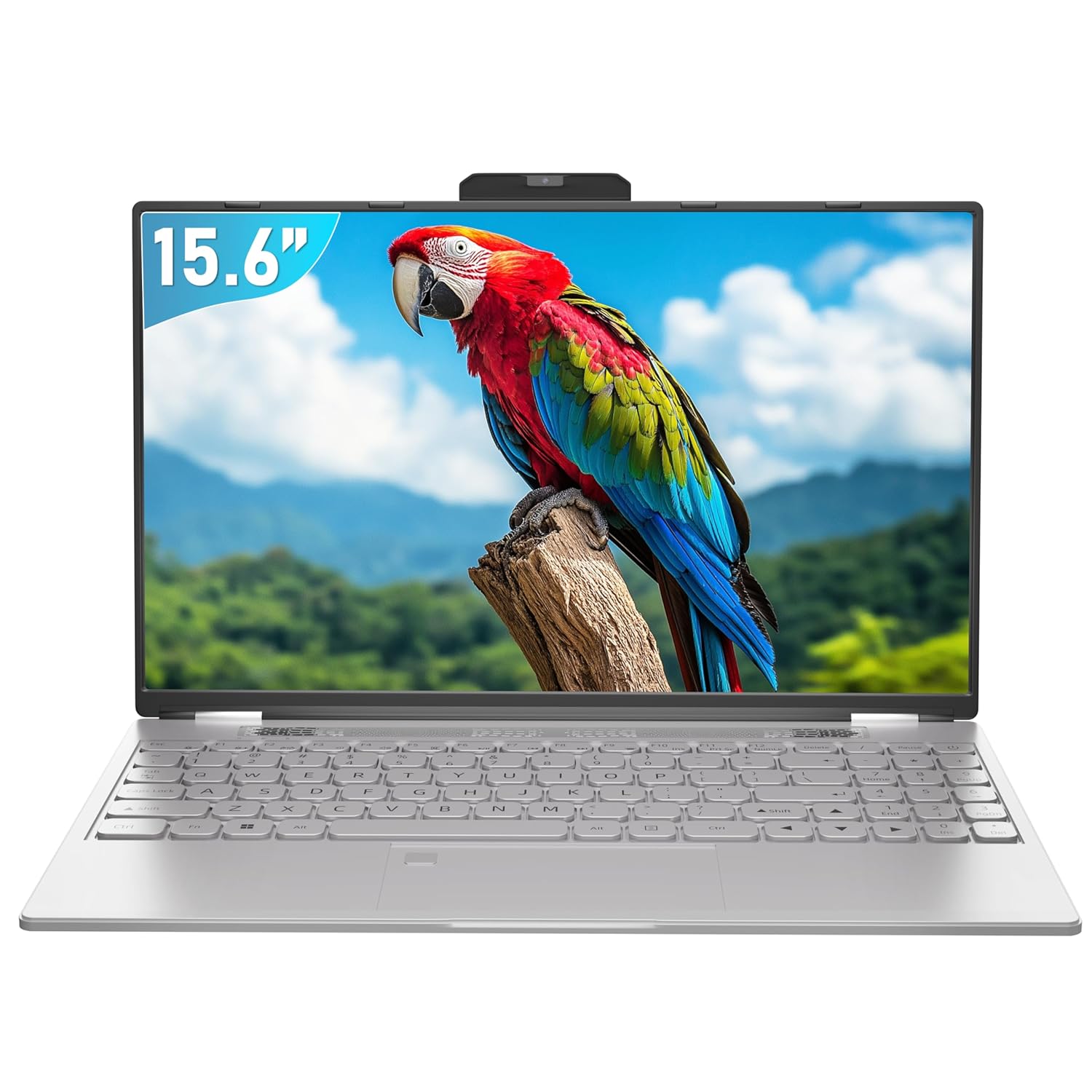 Fsjun 15.6'' Silver Laptop, 12th Gen Alder Lake N95 CPU(Up to 3.4GHz), 16GB DDR4 RAM, 512GB SSD, Win 11 Pro, Office 2019, FHD IPS Screen, Dual Band WiFi, with Removable Webcam...