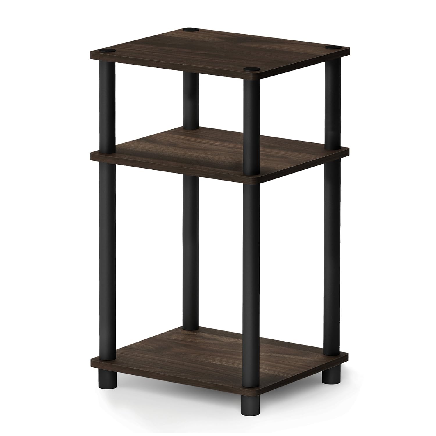 Furinno Just 3-Tier Turn-N-Tube End Table, Side Table, Nightstand, Columbia Walnut/Black