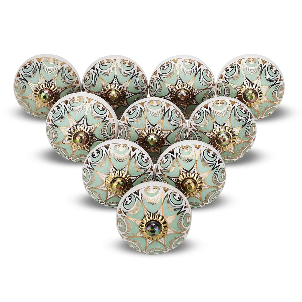 FURNISHFUL FINESSE Cabinet Knobs Boho Ceramic Dresser Pull Handle ...