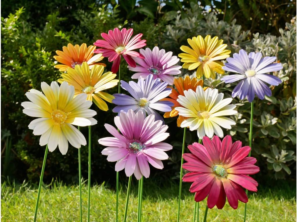 Furniture Checklist Metal Garden Flower Stakes Set Of 12 Multicoloured Garden Decorative Ornaments H58cm x W20cm x D8cm