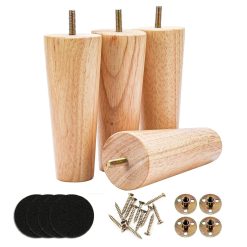 furniture legs 20cm, wooden furniture legs, legs for furniture, sofa legs set of 4 with Rubber Protection Pad & Screws Pre-Drilled M8 Bolts (8" / 20cm)