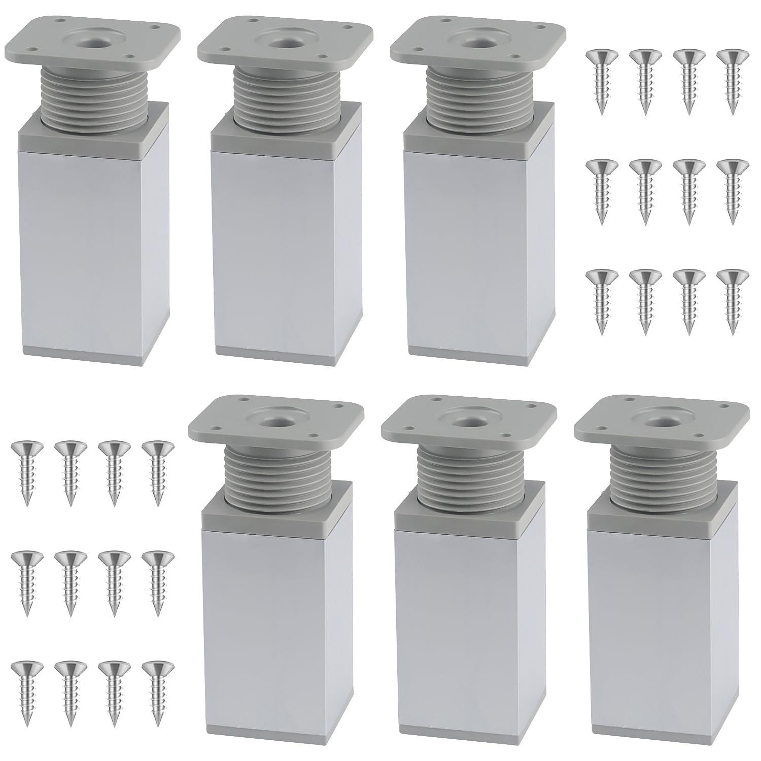 Furniture Legs 40 x 40 x 100 mm(80+20mm) Height Adjustable Cabinet Legs Sofa Legs Adjustable Furniture Feet with Screws for Cupboard,Sofa and DIY Furniture
