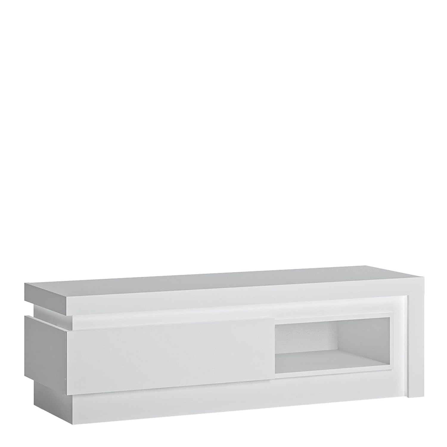 Furniture To Go | Lyon, White and High Gloss, 1 Drawer TV Cabinet with Open Shelf