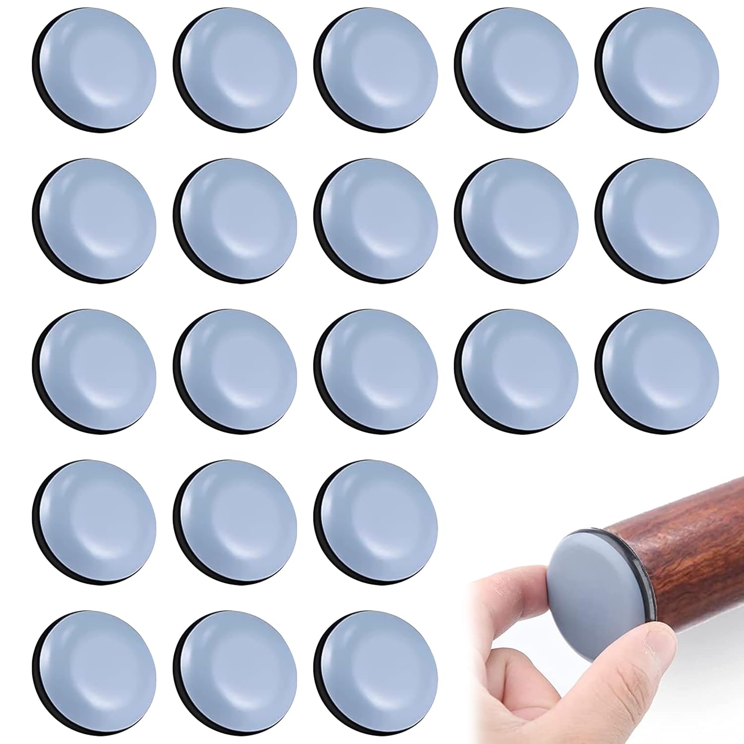 Gaaines 30Pcs Round Self-Adhesive Furniture Sliders for Carpets, Wooden Floors, Heavy-Duty Furniture & Appliances