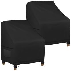 Garden Chair Covers Waterproof 2 Pack, Patio Rocking Chair Cover Lawn Chair Covers 420D Heavy Duty Oxford Cloth, Large Covers for Lounge Lawn Deep Seat Black 35.04"W x 38.19"D x...