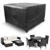 Garden Furniture Covers 190x125x80cm Rectangular Waterproof, Anti-UV, Rip Proof Patio Table Cover with Air Vent, for Tables, Stackable Chairs Outdoor Furniture Protector. - Black