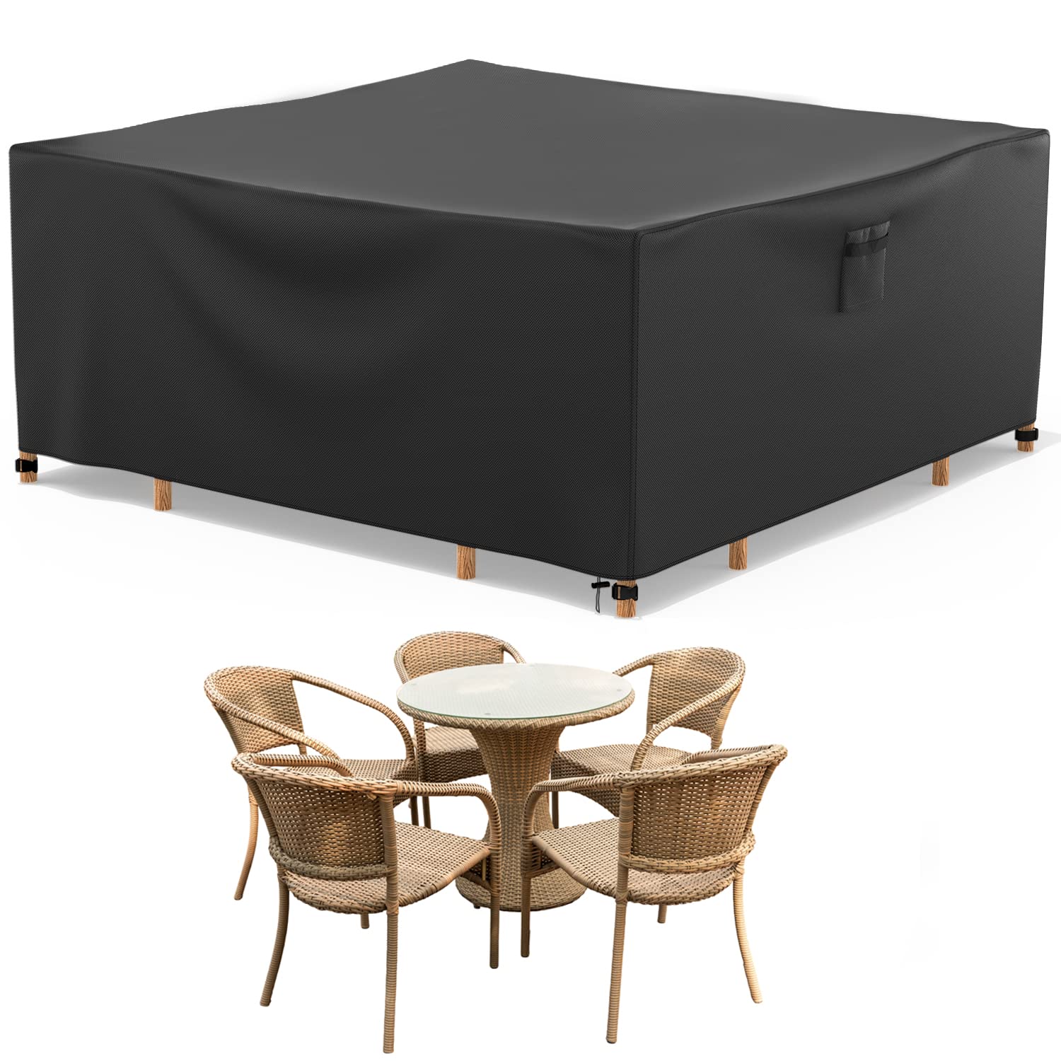 Garden Furniture Covers Waterproof 150x150x75 cm, 600D Cube Patio Outdoor Furniture Set Covers PU Coating, with Close Straps and Drawstring
