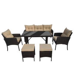 Garden Furniture, Outdoor Furniture Handmade Rattan Garden Sofa Set with Cushions - Outdoor Patio Furniture for Relaxing Gatherings (Brown)