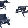 GARDEN HARDWOOD CONVERTIBLE FOLDING PICNIC TABLE BENCH 2 IN 1 MADE FROM EUCALYPTUS WOOD