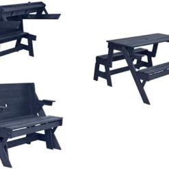 GARDEN HARDWOOD CONVERTIBLE FOLDING PICNIC TABLE BENCH 2 IN 1 MADE FROM EUCALYPTUS WOOD