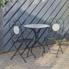 Garden Mosaic Bistro Set Black Metal Table 2 Chairs Patio Furniture Greek Style - Santorini