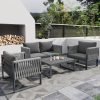 Garden Table and Chairs Set 4, Rope Weave Garden Furniture Sets, All-Weather Outdoor Furniture, Modern Patio Set, Grey