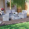 Garden Vida Mylor 4 Seater Rattan Furniture Set, Outdoor, Patio furniture, Conservatory Sofa set (Grey, Rattan Set)