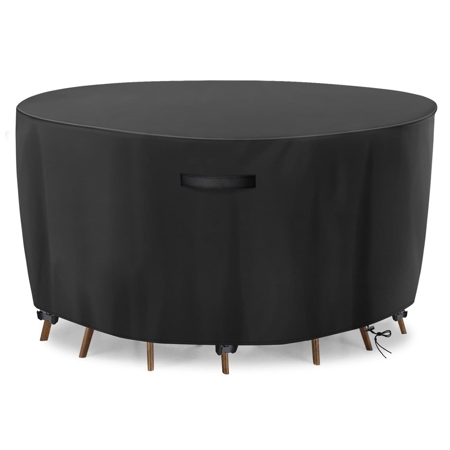 GARPROVM Outdoor Table Covers Waterproof, Round Garden Table Cover 600D Oxford Fabric Round Patio Table Cover with Handle Buckle Drawstring Garden Table Cover Round Windproof...