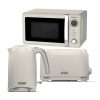 Geepas 3-Piece Kitchen Set Digital Microwave 1.7L Kettle 2 Slice Toaster Cream