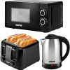 Geepas Electric Kettle 4 Slice Bread Toaster & Microwave Kitchen Set | 1500W 1.8L Cordless Jug Kettle | 1400W Toaster with 6 Level Browning Control | 700W Solo Manual Dial...
